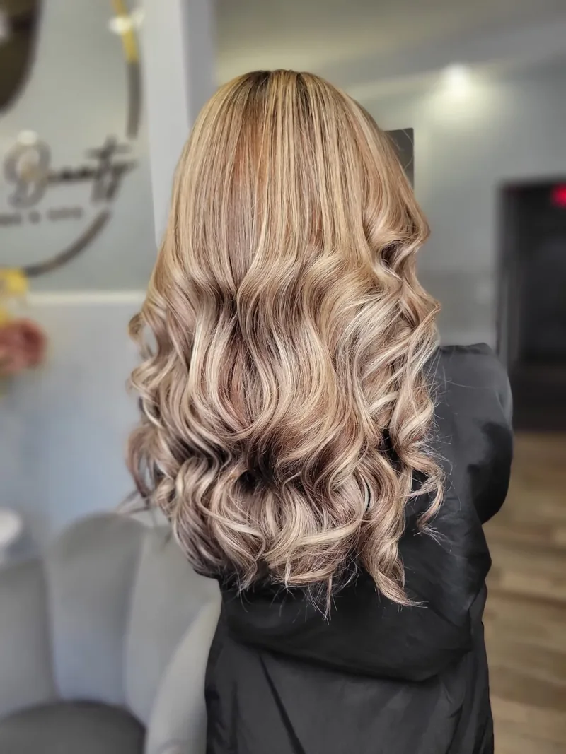 Blonde curly waves hair