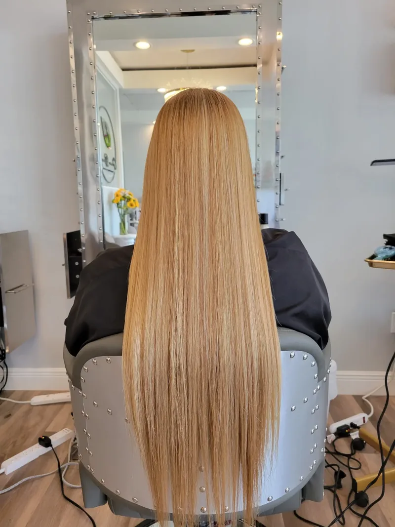 Long golden straight hair