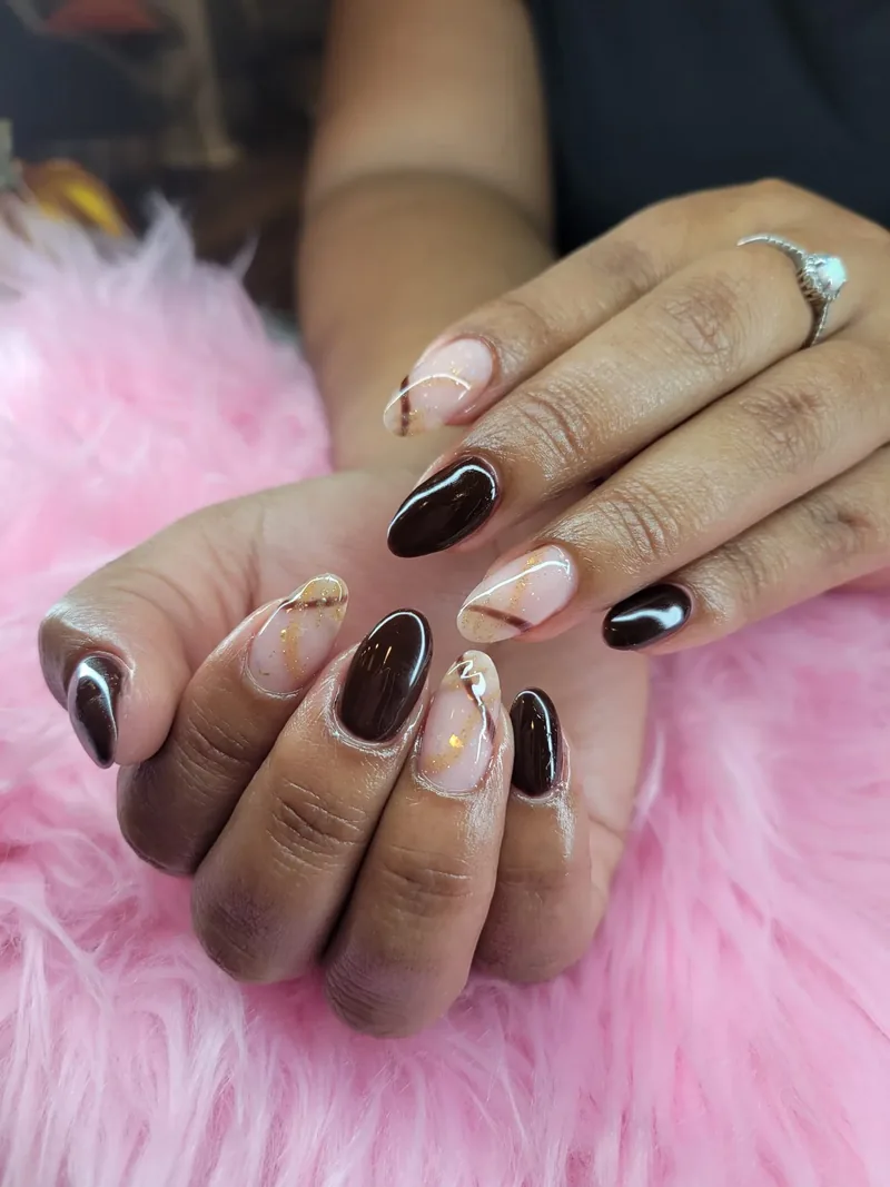 Red French nail design